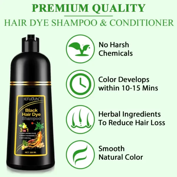 3 in 1 Herbal Hair Dye Shampoo(500 Ml) - Image 2
