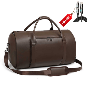 CarryPro™ Full Leather – All-in-One Foldable Garment & Travel Bag (Brown💼- Black♣️) |+🎁Free 4-in-1 Cable🔌
