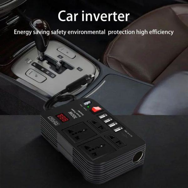 300W Car Power Inverter DC 12V to AC 220V with 4 USB Ports - Image 2