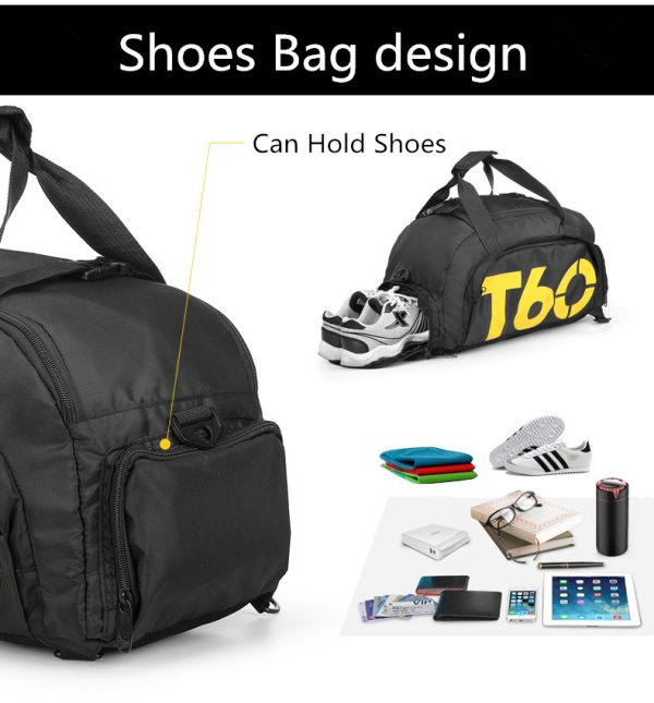 T60 PowerDuffel™ – Waterproof Sports, Gym & Travel Bag(Black | Grey) - Image 3