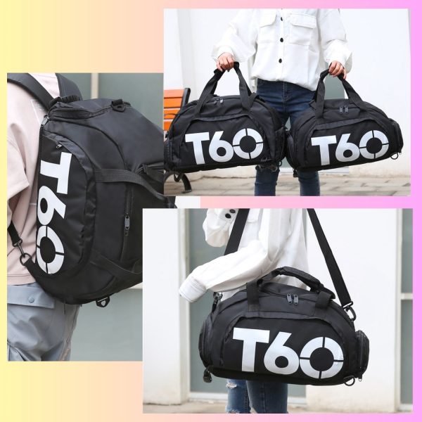 T60 PowerDuffel™ – Waterproof Sports, Gym & Travel Bag(Black | Grey) - Image 4